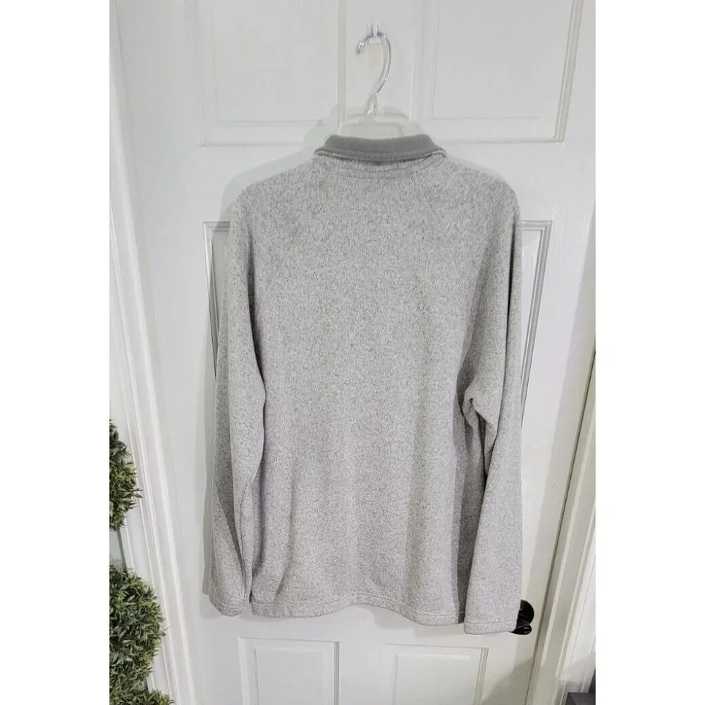 EDDIE BAUER Men’s Large Gray Fleece-Lined‎ Sweater Pullover 1/2 Zip Long Sleeve